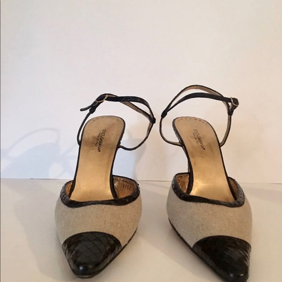 Dolce & Gabbana Snakeskin Slingback Kitten Heels Size 40 - Picture 4 of 11